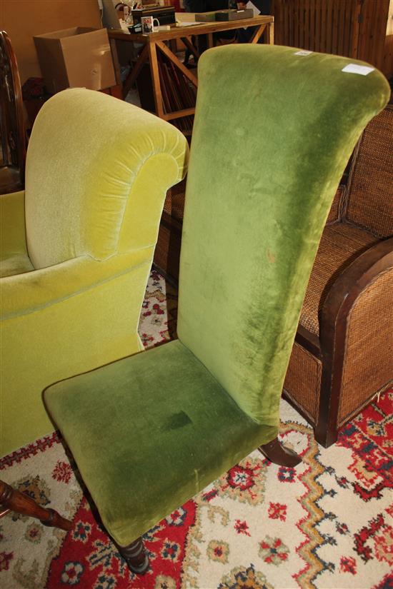 Victorian prie dieu chair (with panel of orignal floral tapestry upholstery)